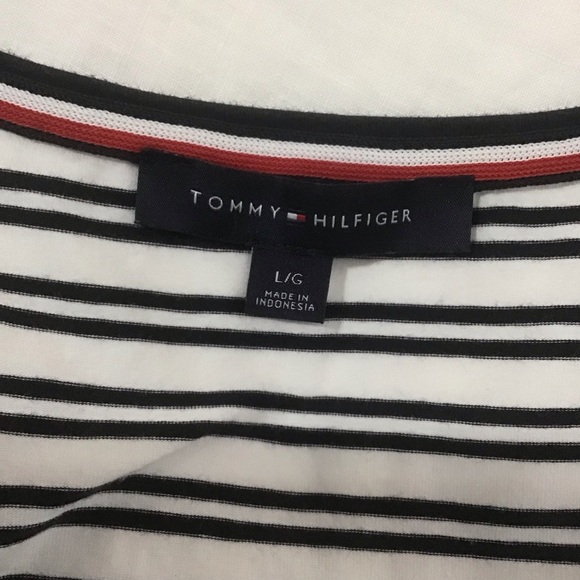 Tommy Hilfiger Navy Blue & White Striped Sleeveless Dress w/Elastic Waist, Sz L - Picture 9 of 11